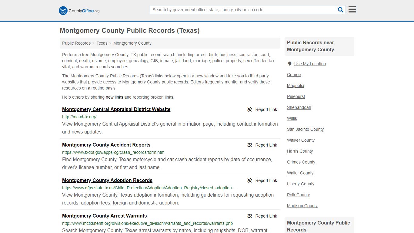 Public Records - Montgomery County, TX (Business, Criminal, GIS ...